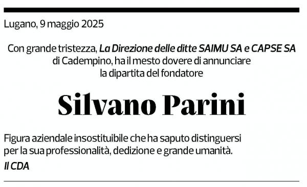 Annuncio funebre Silvano Parini