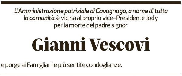 Annuncio funebre Gianni Vescovi