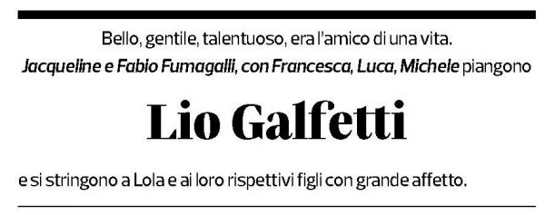 Annuncio funebre Aurelio (lio) Galfetti