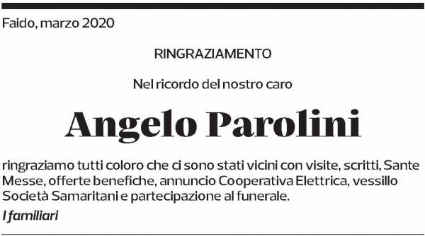 Annuncio funebre Angelo Parolini