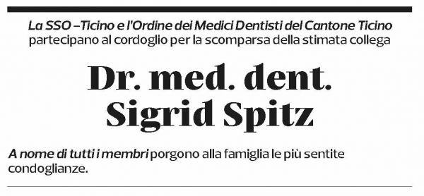 Annuncio funebre Sigrid Spitz