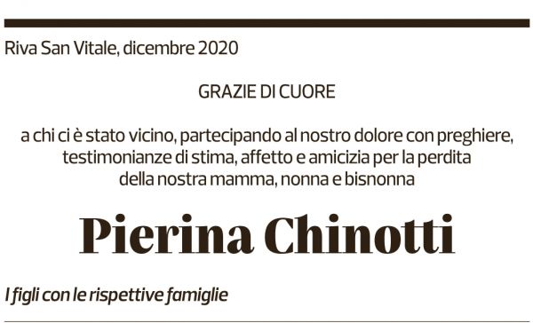 Annuncio funebre Pierina Chinotti