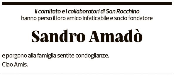 Annuncio funebre Sandro Amadò