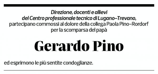 Annuncio funebre Gerardo Pino