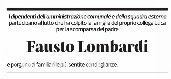 Annuncio funebre Fausto Lombardi