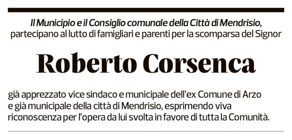 Annuncio funebre Roberto Corsenca
