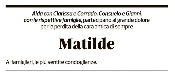 Annuncio funebre Matilde Bonetti Soldati