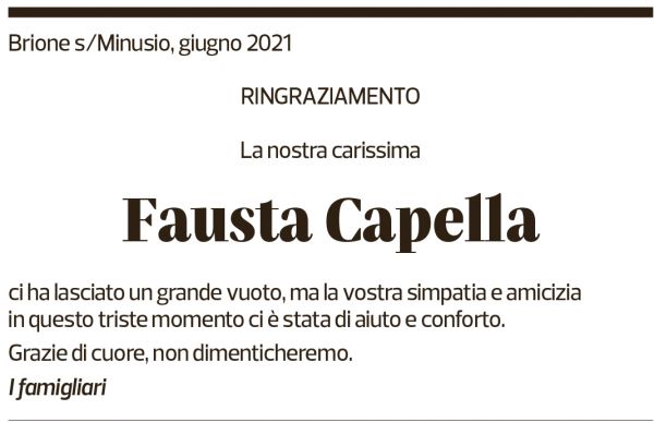 Annuncio funebre Fausta Capella