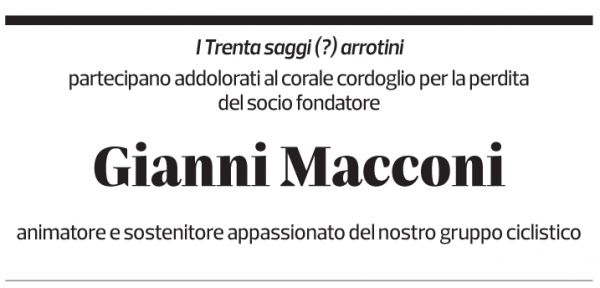 Annuncio funebre Gianni Macconi