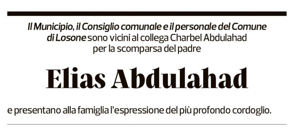 Annuncio funebre Elias Abdulahad