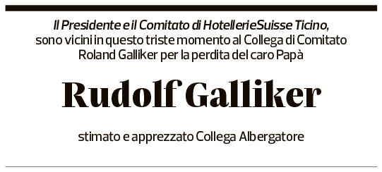 Annuncio funebre Rudolf Galliker