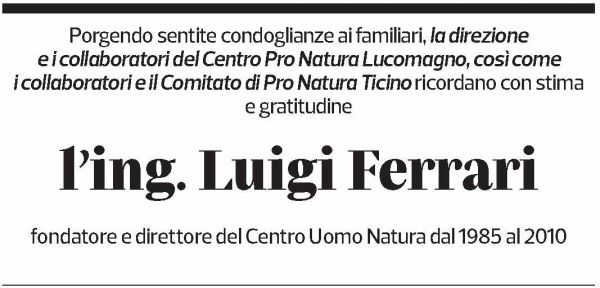 Annuncio funebre Ing. Luigi Ferrari