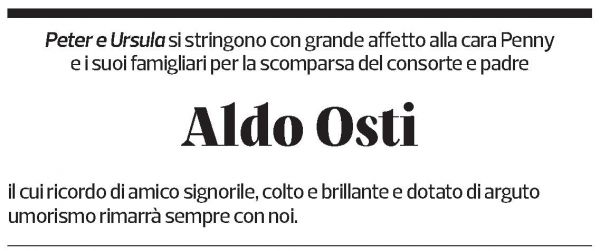 Annuncio funebre Aldo Osti