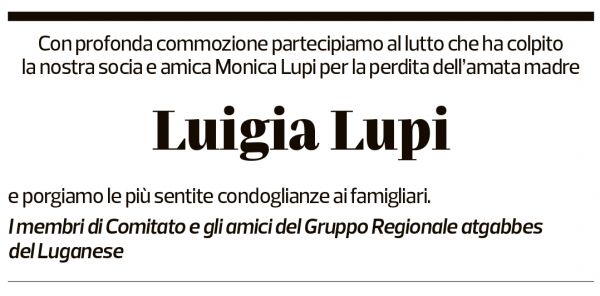 Annuncio funebre Luigia Lupi