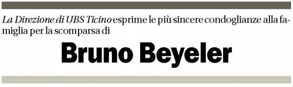 Annuncio funebre Bruno Beyeler