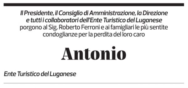 Annuncio funebre Antonio 