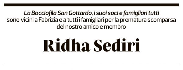 Annuncio funebre Ridha Sediri