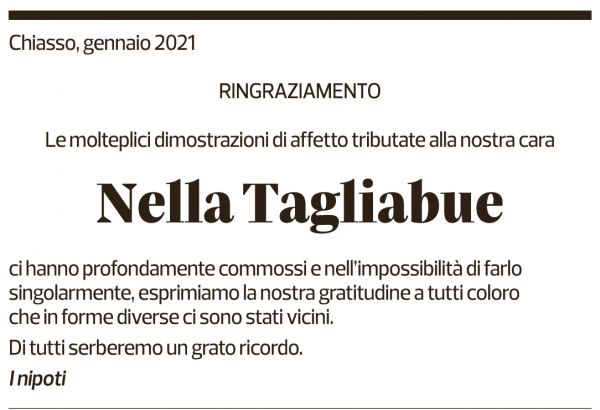 Annuncio funebre Nella Tagliabue