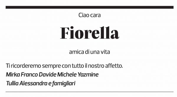 Annuncio funebre Fiorella Ghezzi