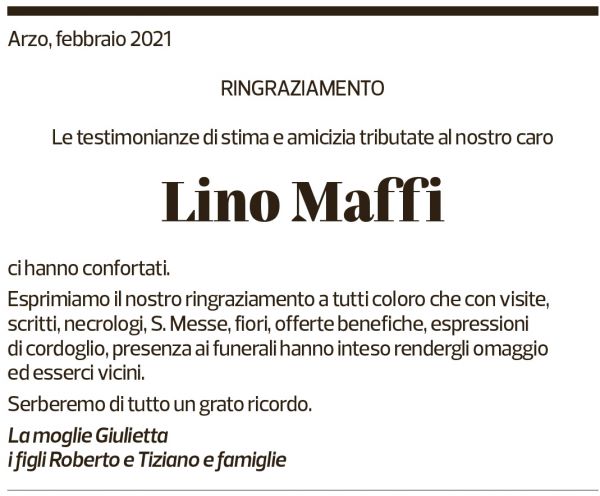 Annuncio funebre Lino Maffi