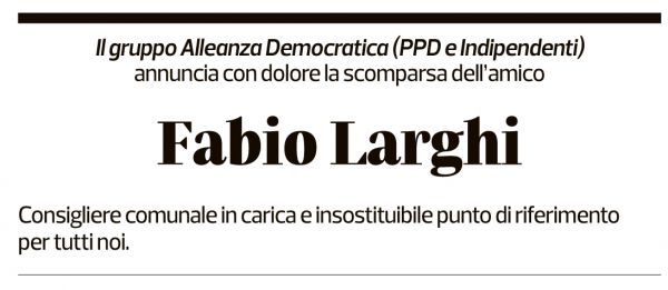 Annuncio funebre Fabio Larghi