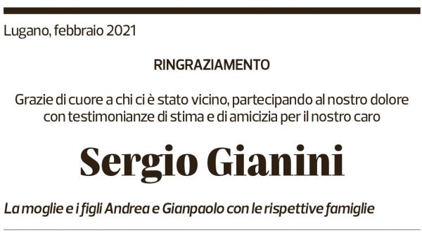 Annuncio funebre Sergio Gianini