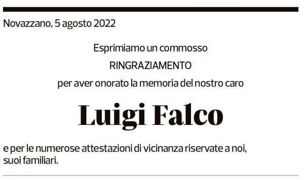 Annuncio funebre Luigi Falco