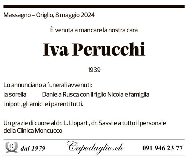 Annuncio funebre Iva Perucchi