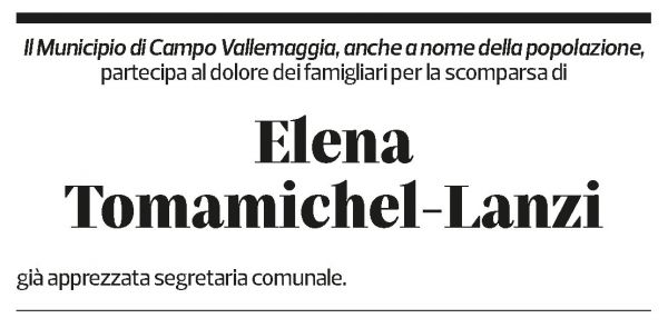 Annuncio funebre Elena Tomamichel-lanzi