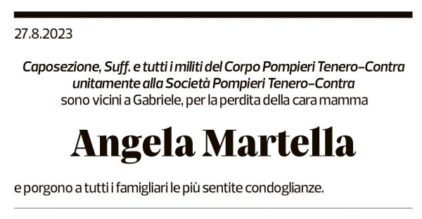 Annuncio funebre Angela Martella