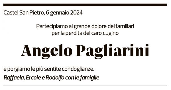 Annuncio funebre Angelo Pagliarini