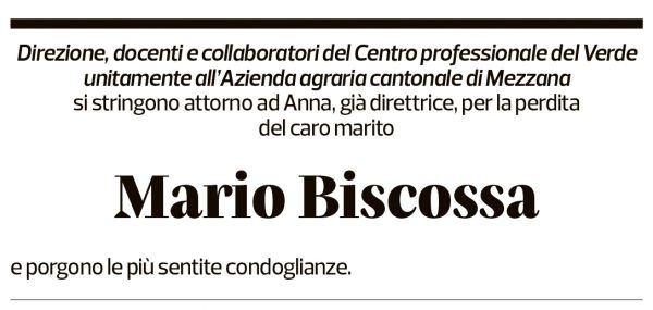 Annuncio funebre Mario Biscossa