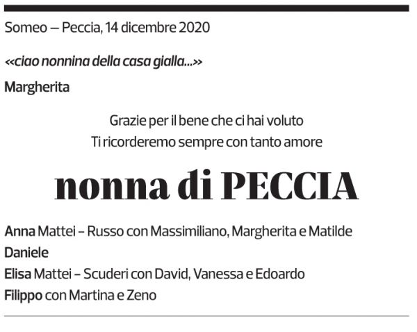 Annuncio funebre Amelia Patocchi