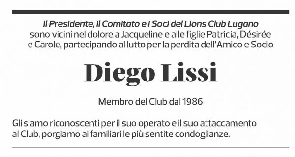 Annuncio funebre Diego Lissi