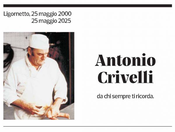 Annuncio funebre Antonio Crivelli