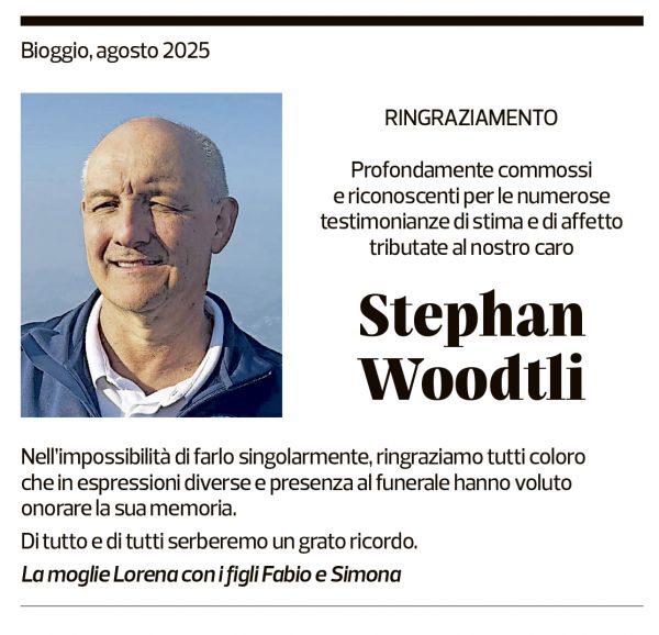Annuncio funebre Stephan Woodtli