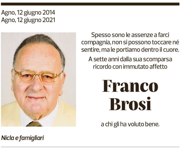 Annuncio funebre Franco Brosi