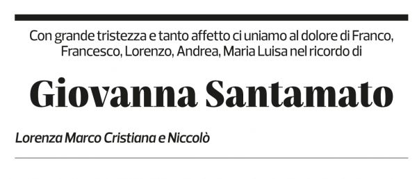 Annuncio funebre Giovanna Gandini Santamato