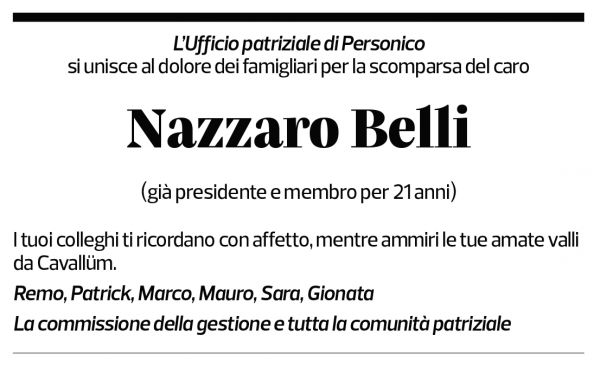 Annuncio funebre Nazzaro Belli