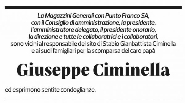 Annuncio funebre Giuseppe Ciminella