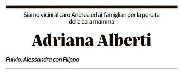 Annuncio funebre Adriana Alberti