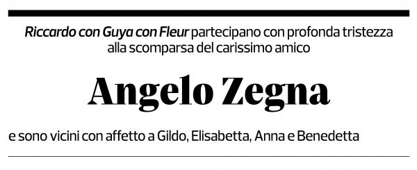 Annuncio funebre Angelo Zegna