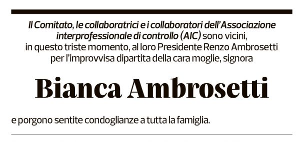 Annuncio funebre Bianca Ambrosetti