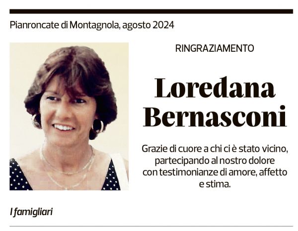 Annuncio funebre Loredana Bernasconi