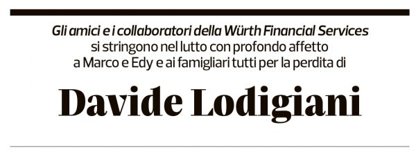 Annuncio funebre Davide Lodigiani