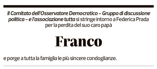 Annuncio funebre Franco Prada