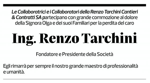 Annuncio funebre Renzo Tarchini