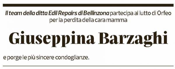 Annuncio funebre Giuseppina Barzaghi