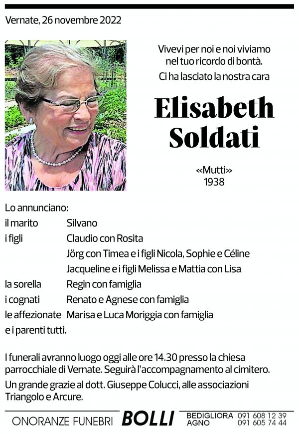 Annuncio funebre Elisabeth Soldati