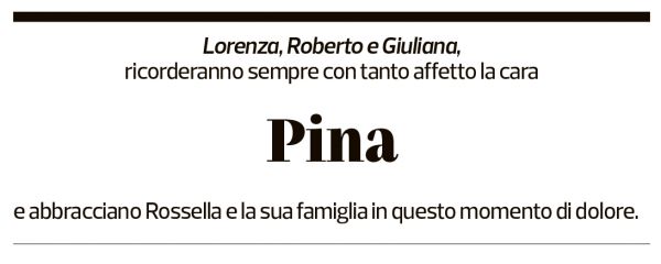 Annuncio funebre Pina Wichser